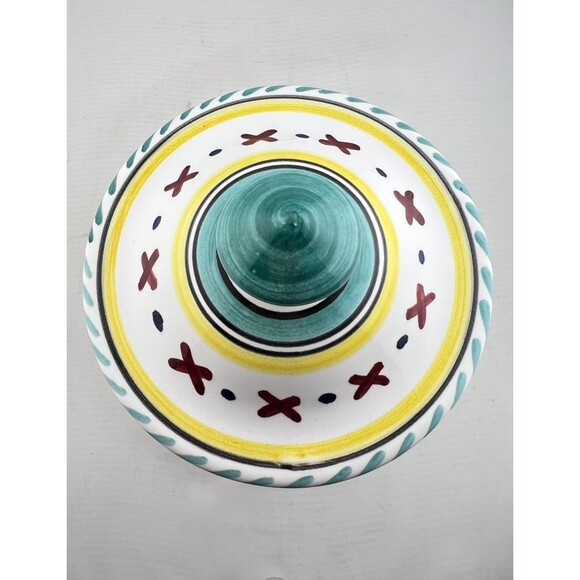 Deruta Pottery Canister Rooster Floral Pattern ITALY Coffee Sugar 7" Tall Multi - Picture 5 of 12